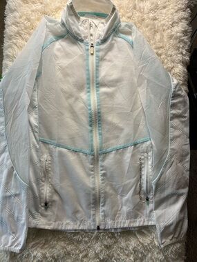Skechers Light Blue and White Women's Mesh Bomber Jacket
